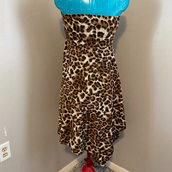 Sunny Leigh Boho Leopard Print Strapples Mini Dress Size XS - Picture 3 of 8